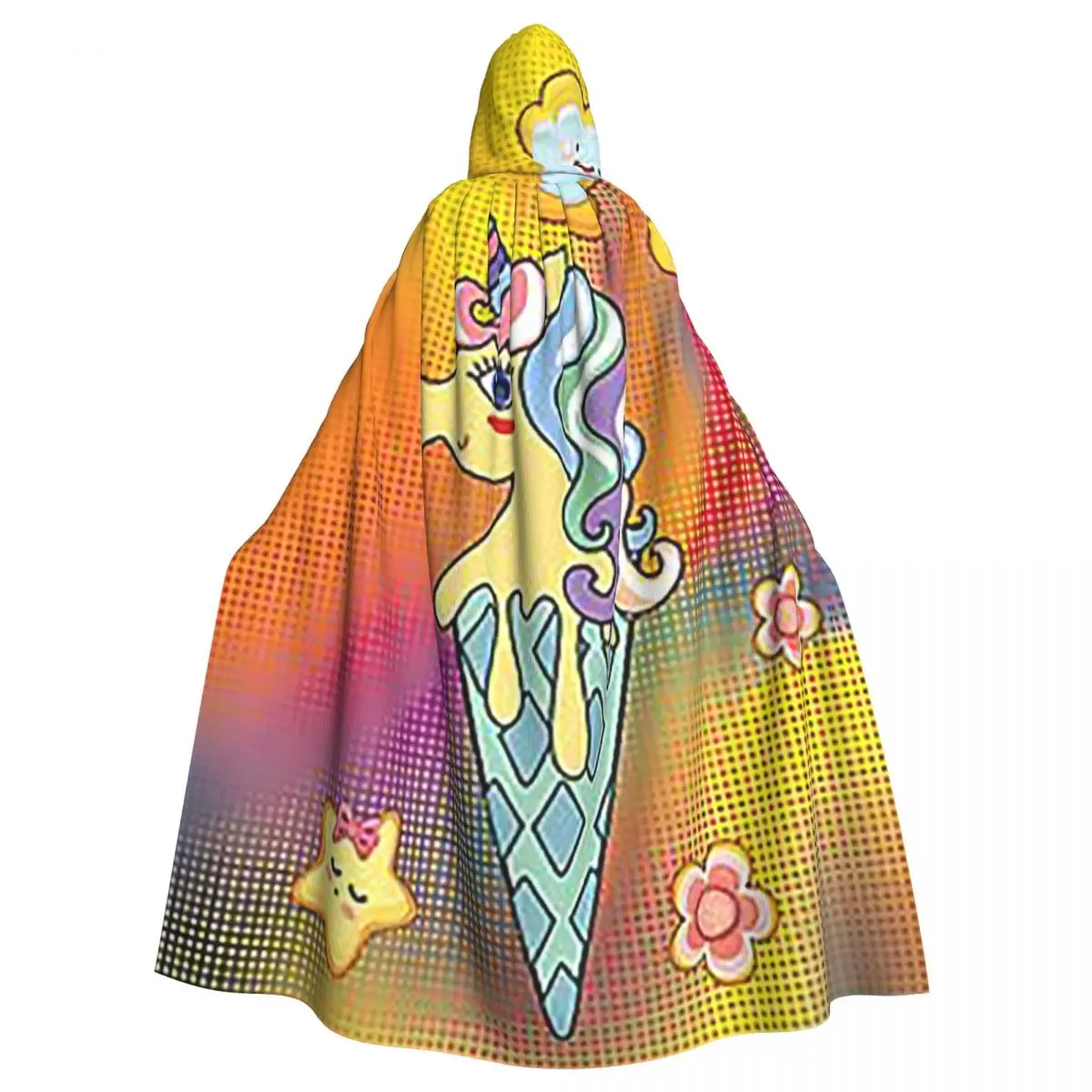 Ice Cream Unicorn Long Hooded Cloak Witch Medieval Costume Cosplay Cape HalloweenVampire Adult Unisex
