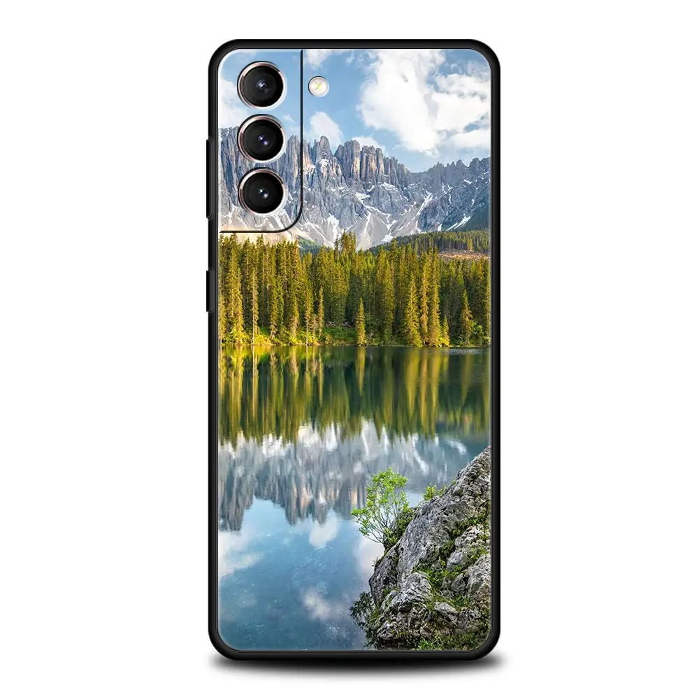 Forest Beach Sunrise Mountains Nature Phone Case For Samsung Galaxy S23 S24 S22 S21 S20 FE Ultra 5G S10 S10E S9 S8 Plus Cover