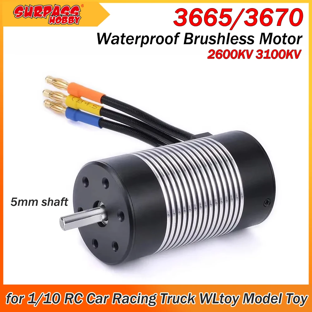 

Surpass Hobby Rocket 3665/3670 2600KV 3100KV Waterproof Brushless Motor 5mm for 1/10 RC Car Racing Truck WLtoy Model Toy Parts
