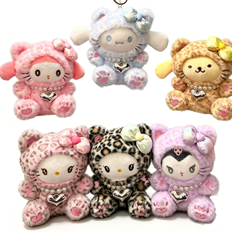 

Kawaii Sanrio Leopard Print Plush Necklace 2026 New Cute Doll Keychain Bag Pendant Car Decoration Gift