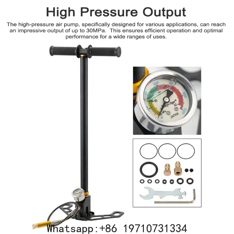 Generic 40MPA PCP Hand Pump – 3 Stage, Water Cooled, Oil-Water Separator, Folding