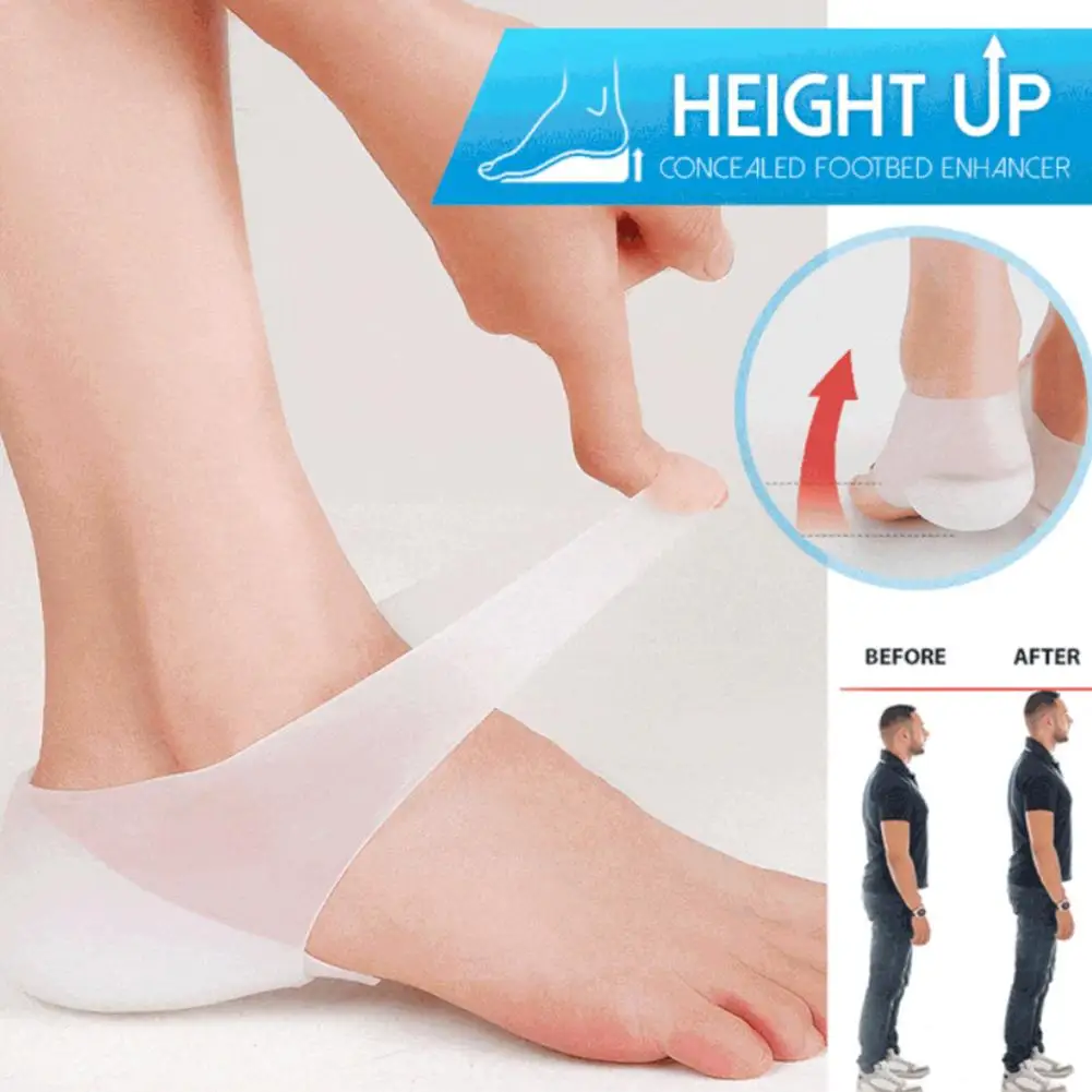 Plantillas invisibles para aumento de altura para hombre y mujer, calcetines transpirables de silicona, almohadilla elástica para el talón, cuidado de los pies, 3cm, 4cm, 5cm, Q1A3, 1 par