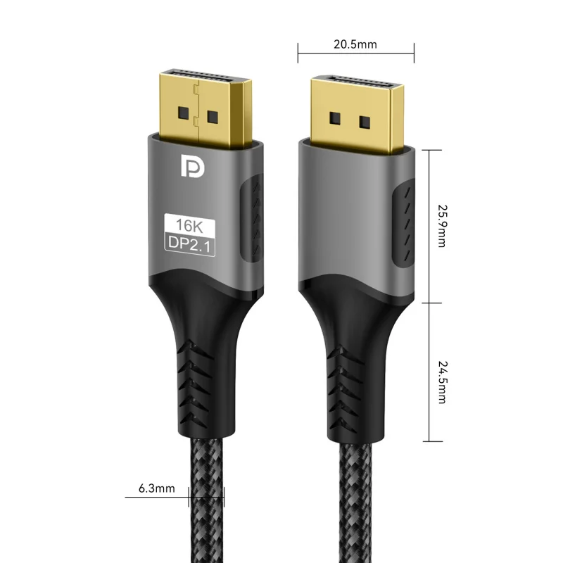16K Displayport 2.1 8K@120Hz 4K@240Hz 80Gbps HDR Video Audio DP Cable Display Port for Laptop Xbox Projector Gaming Monitor TV