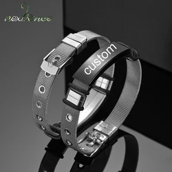 Nextvance Fashion Custom name Bracelets Stainless Steel Adjusted Personalized Engraved Date for Men Boy Cuff Bangle Jewelry Gift