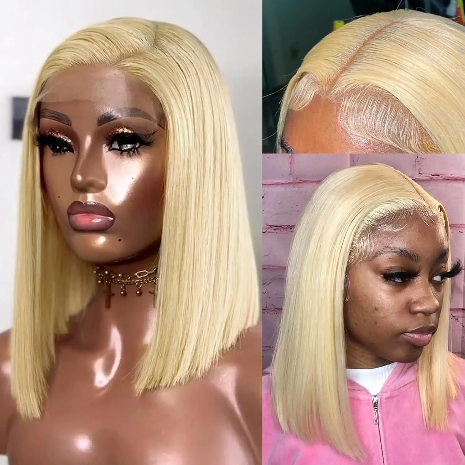 

613 Blonde Bob Wig Human Hair 13x4 Lace Frontal Wigs for Black Women Pre Plucked 180% Density HD Lace Bob Wigs For Women