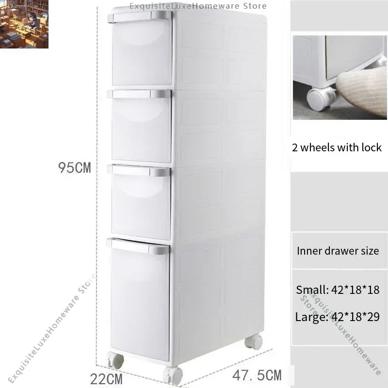 22Cm Bathroom Kitchen Slit Storage Cabinet Bathroom Gap Shelving Plastic Toilet Side Cabinet Narrow Slit Storage Bin Box