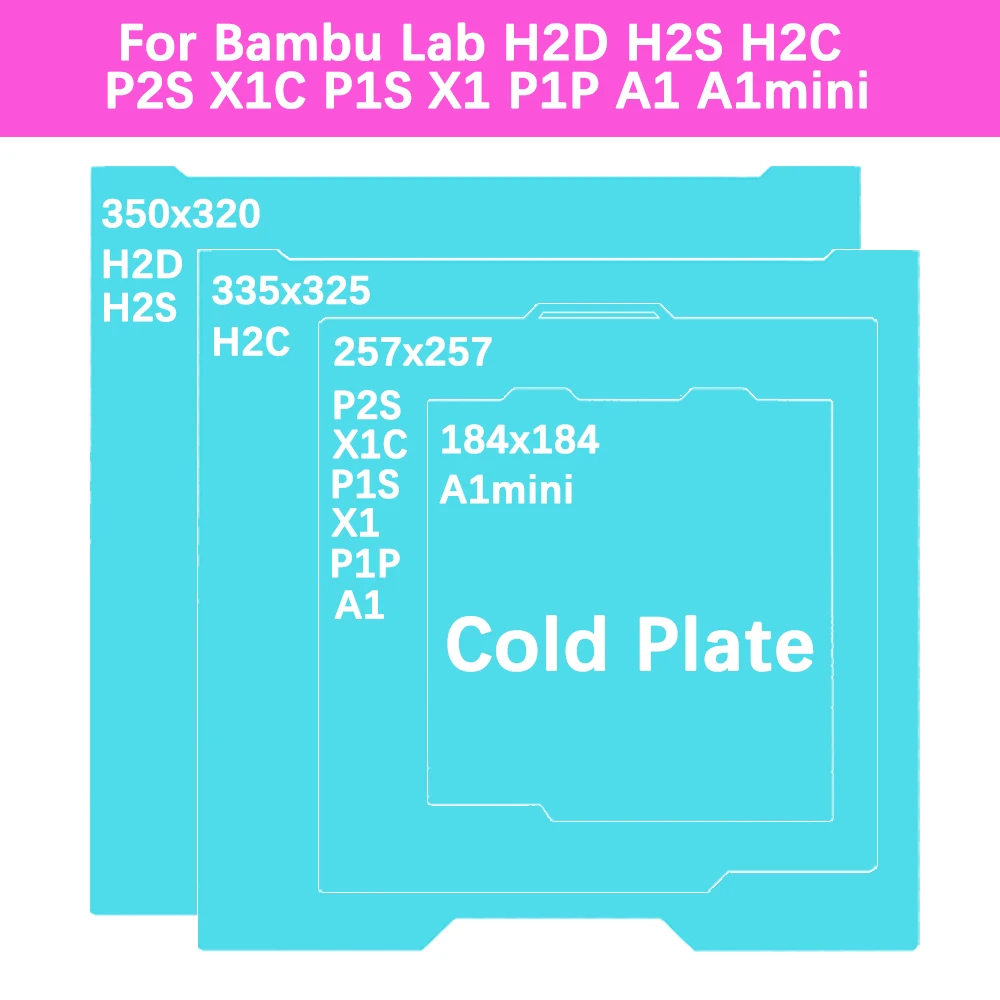 

Двусторонняя печатная пластина Glacier для Bambu Lab H2C/H2S/H2D/P2S/P1S/P1P/X1/X1C/A1/A1mini, для холодной печати с высокой вязкостью