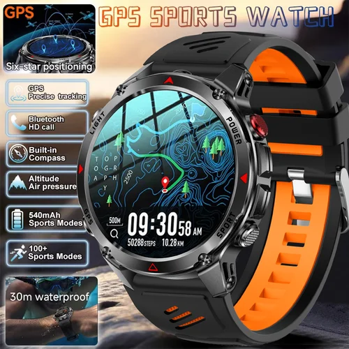 2025 nuevo reloj inteligente militar Bluetooth Talk para hombres pantalla AMOLED de 2,01 pulgadas 5ATM impermeable de doble frecuencia GPS reloj inteligente para deportes al aire libre