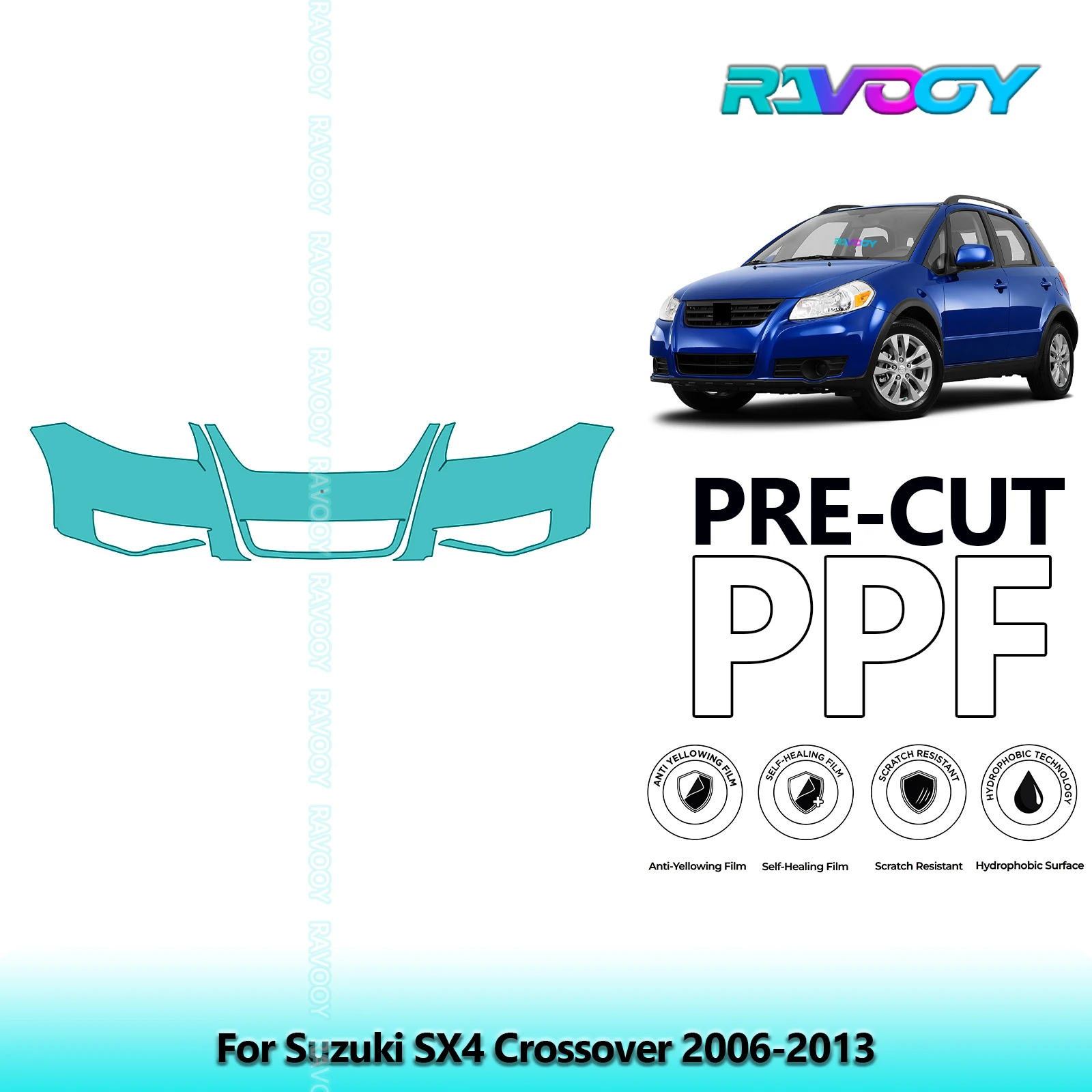

Car Front Kit Clear Bra Precut PPF Paint Protection Film For Suzuki SX4 Crossover 2006-2013