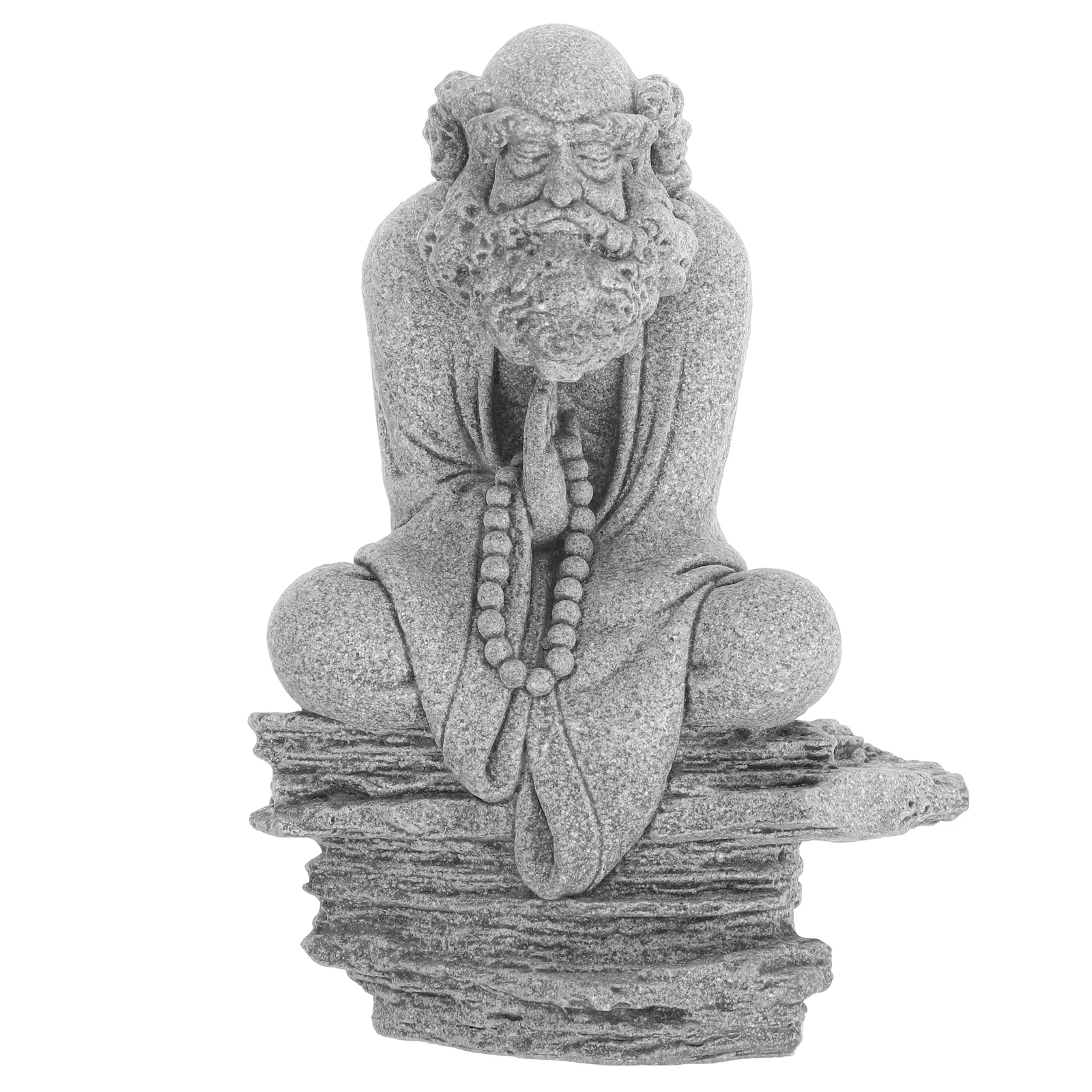 

Small Dharma Buddha Statue for Garden Bonsai Decor Indoor Desktop Fish Tank Decoration Zen Home Office Entryway Landscape