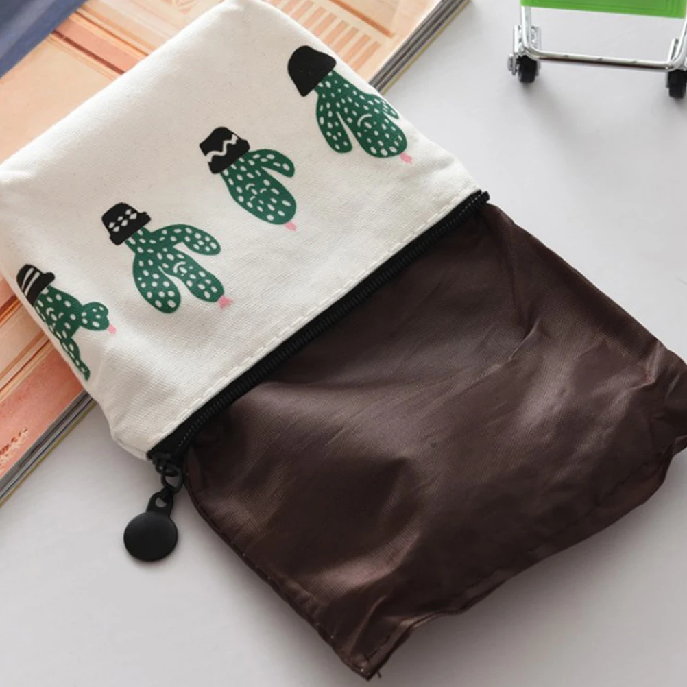 

4 PCS Cactus Coin Wallet Key Holder Bag Canvas Student Pen Pencil Case Mini Makeup