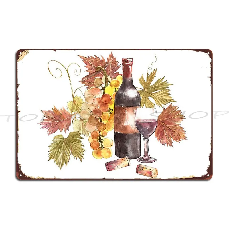 Wine And Grapes Cheers the Party Begins Metal Sign Wall Plaque Cave Retro Club Customized  Tin Sign Poster