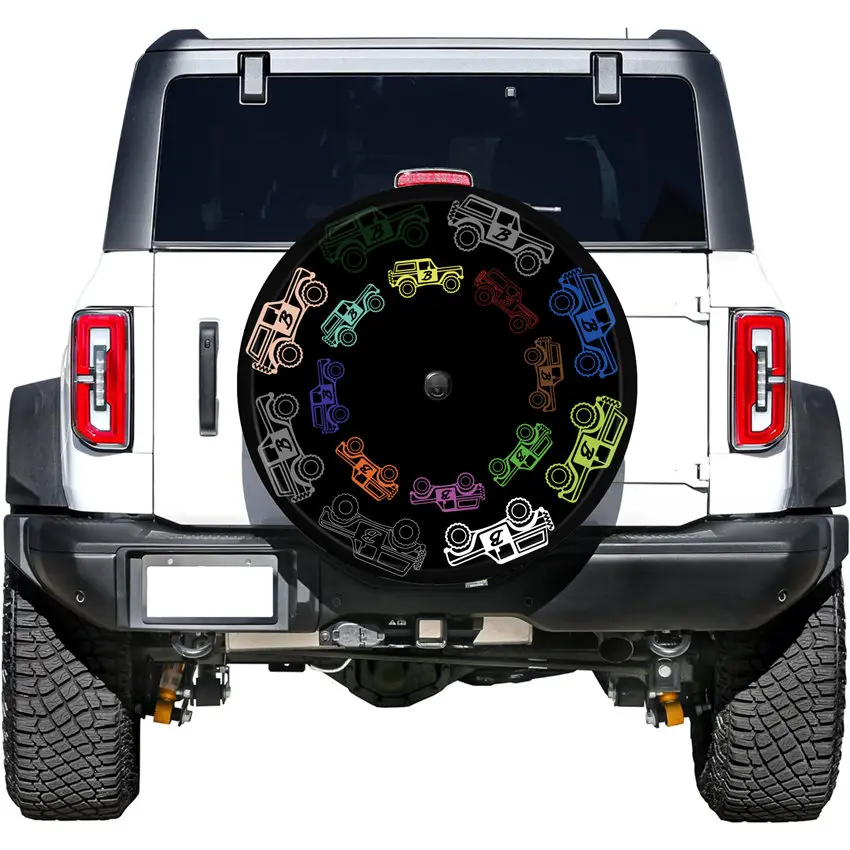 Spare Tire Cover fit for Ford Bronco Digitally Printed Custom Car Pattern Fits for Multiple Ford Bronco Models Cars Accessories