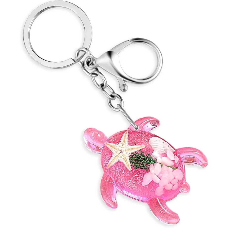 

Turtle Keychain Sea Turtle Keyring Beach Keychain with Clasp Purse Charm 3D Turtle Ocean Animal Birthday Gift