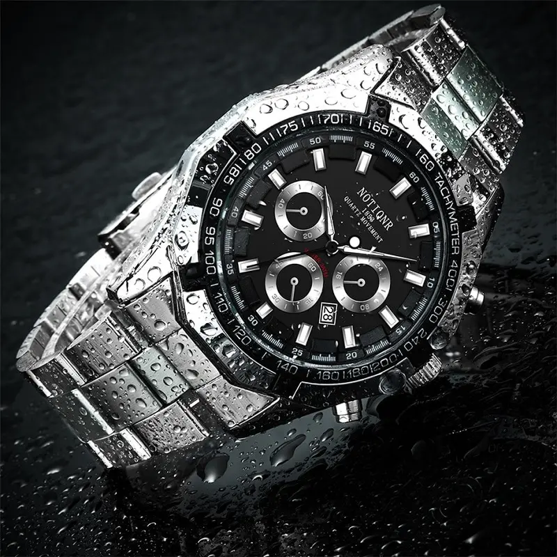 Luxury Mens Sport Watches Fashion Men Business Stainless Steel Waterproof Quartz Wristwatch Calendar Luminous Clock Reloj Hombre