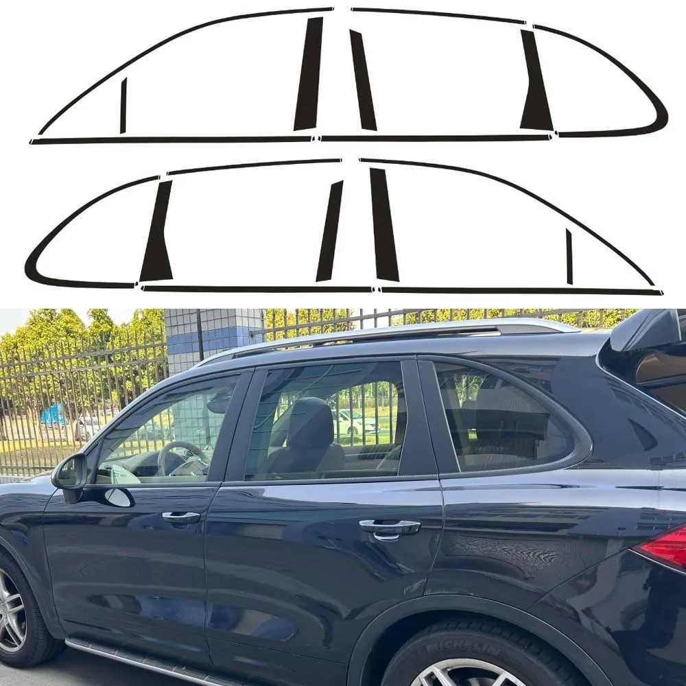 

Хромированная наклейка на окно для Porsche Cayenne 2010-2016, глянцевая/кованая черная внешняя наклейка из углеродного волокна