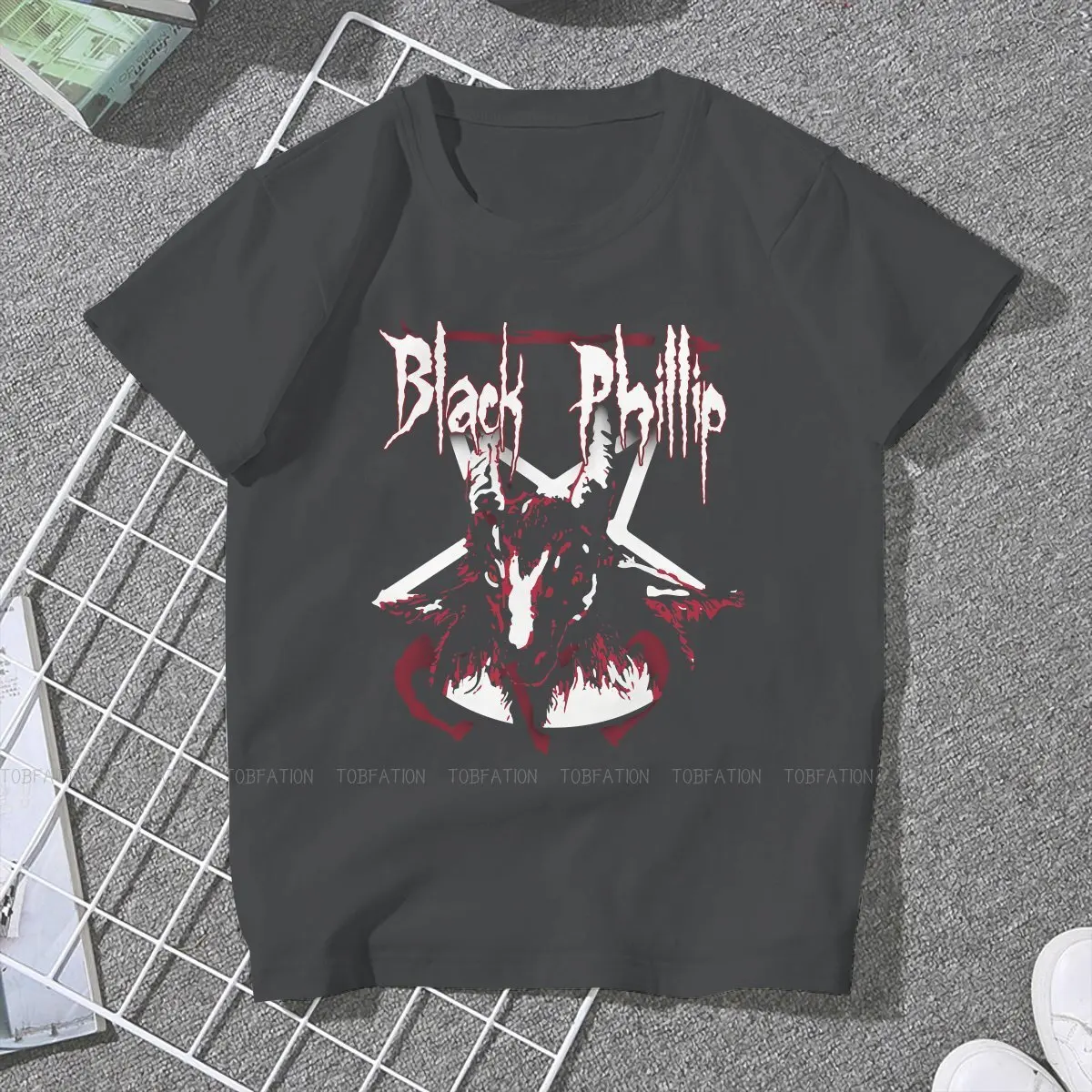 Black Phillip Goat Symbol Devil Women's TShirt Baphomet Satan Lucifer Girls Basic Tops O-neck Female T Shirt 4XL Funny Hipster