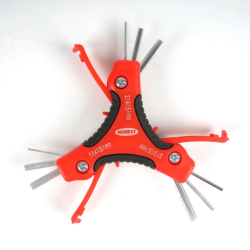 9pcs Folding Hex Key Set, Portable Allen Key With Ergonomic Handle, Metric (1.5mm, 2mm, 2.5mm, 3mm, 4mm, 4.5mm, 5mm, 5.5mm,6mm)