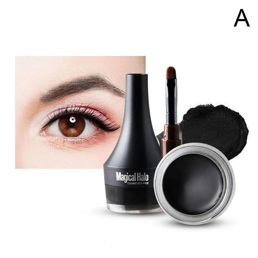 Sopracciglio pomata impermeabile Eyeliner Gel trucco lungo con pennello crema per sopracciglia ombretto scolpito sopracciglio Liner Gel colorato Lastin B8i8