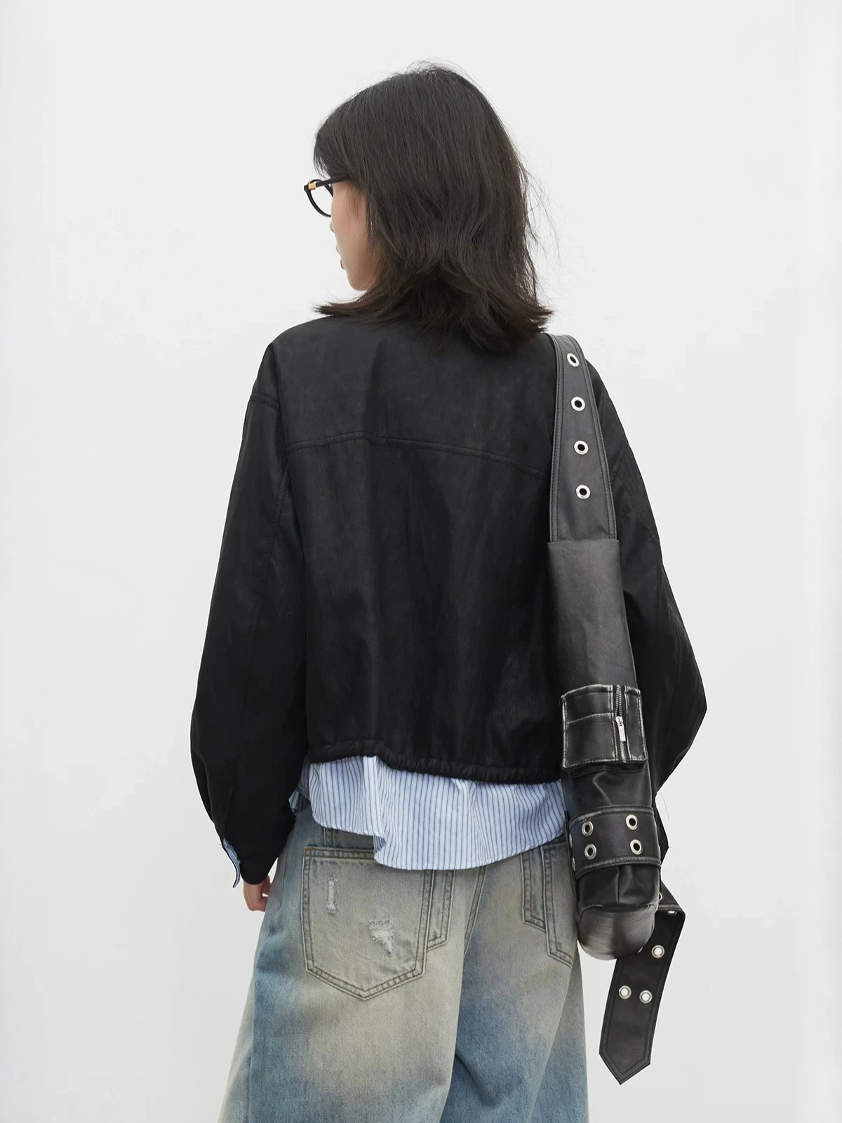 CHIC VEN Fashion Women Jackets Casual Fake Two-piece Spliced Design Faux Leather PU Coat Retro Lady Clothes Spring Autumn 2026