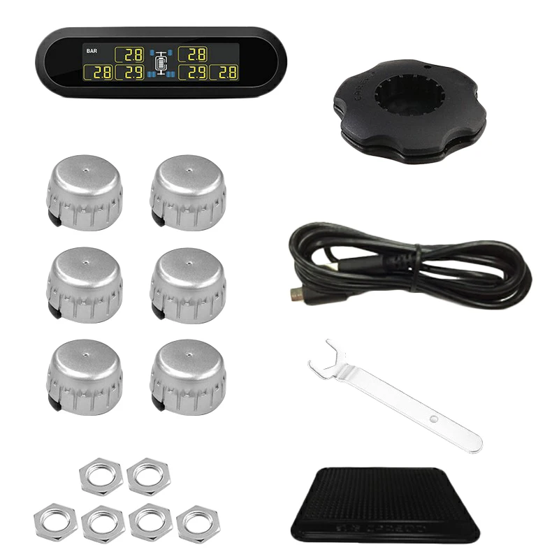 

New T650 Solar Wireless Tire Pressure Monitoring System 6 Wheels Digital Tyre Pressure Monitoring for Bus RV Truck