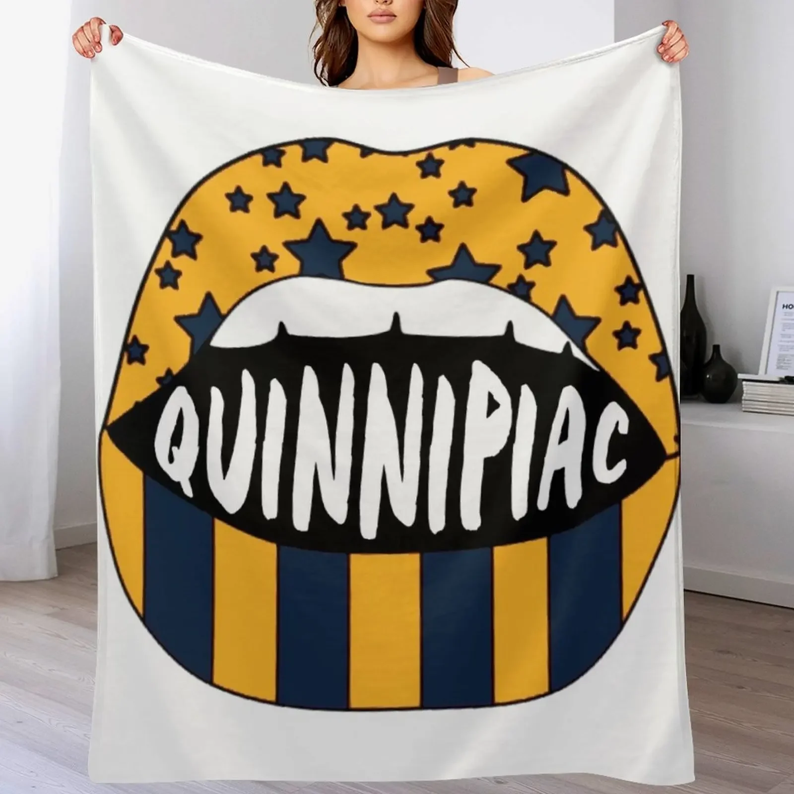 Quinnipiac Lips Throw Blanket All Season Lightweight Soft Blanket for Bed