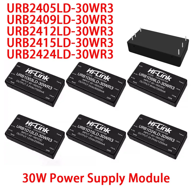 Original 30W 5V/12V/15V/24V 40-160Vdc URB1D05LD-30WR3 URB1D12LD-30WR3 URB1D24LD-30WR3 DC Power Converter Module