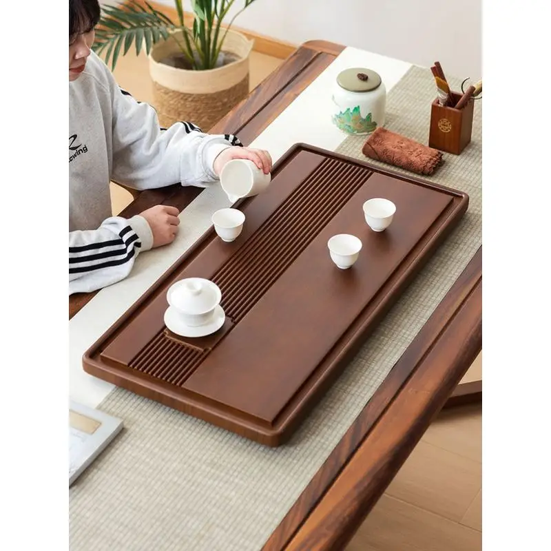 Tea tray solid wood household small dry brewing tea table drainage whole