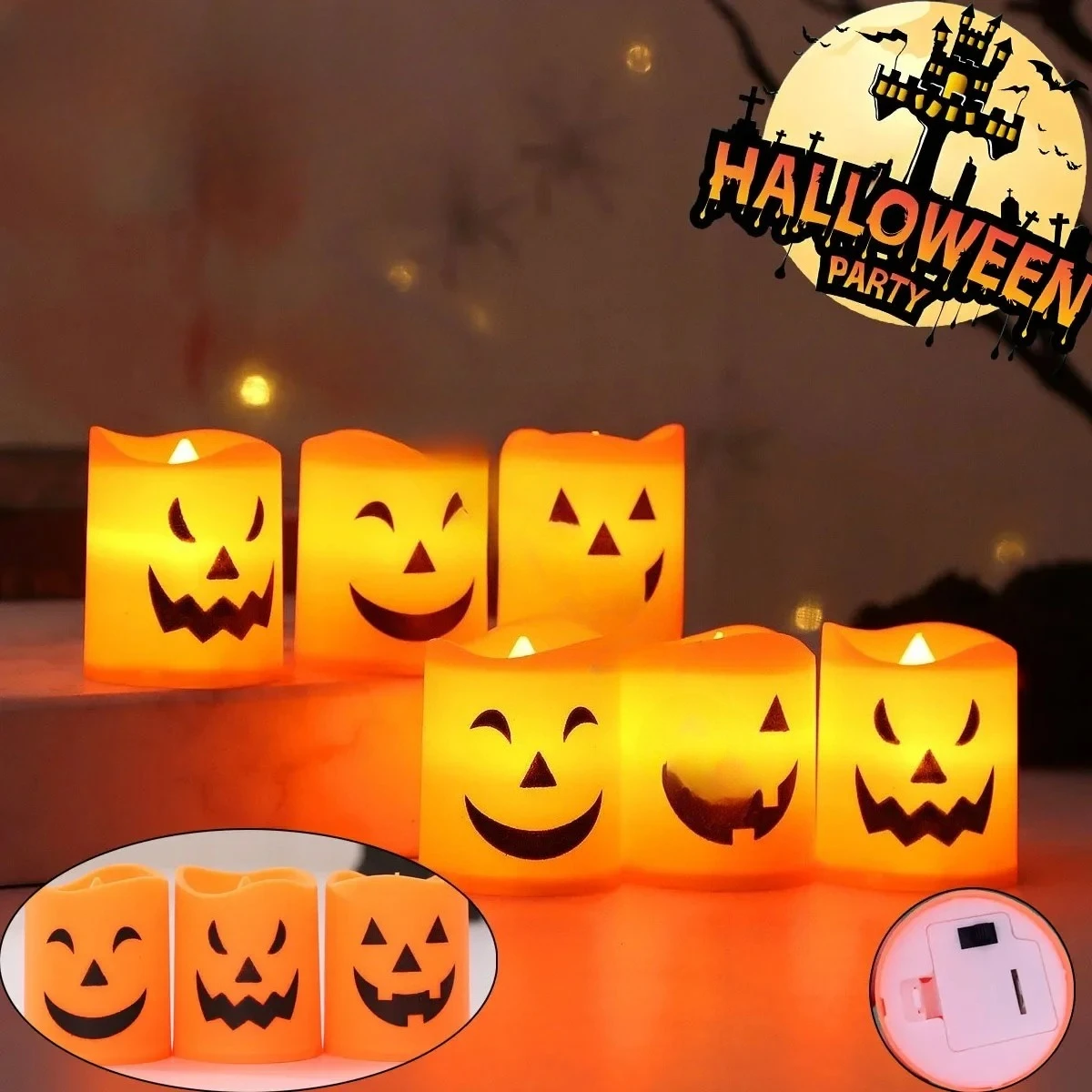 

24pcs Electronic Candle Safe Flameless Battery Operated LED Tealight Candles Halloween Atmosphere Lights