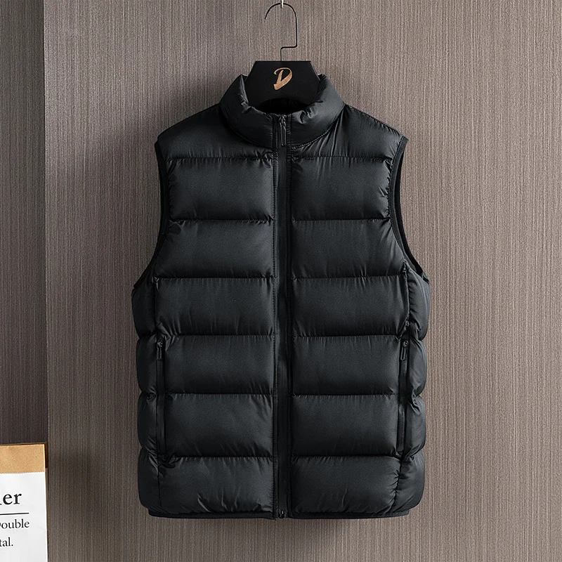 Vest Winter Jacket Coat Men Plus Size 4XL 5XL 6XL Warm Sleeveless Jackets Zipper Vest Coat Autumn Stand-up Collar Waistcoat