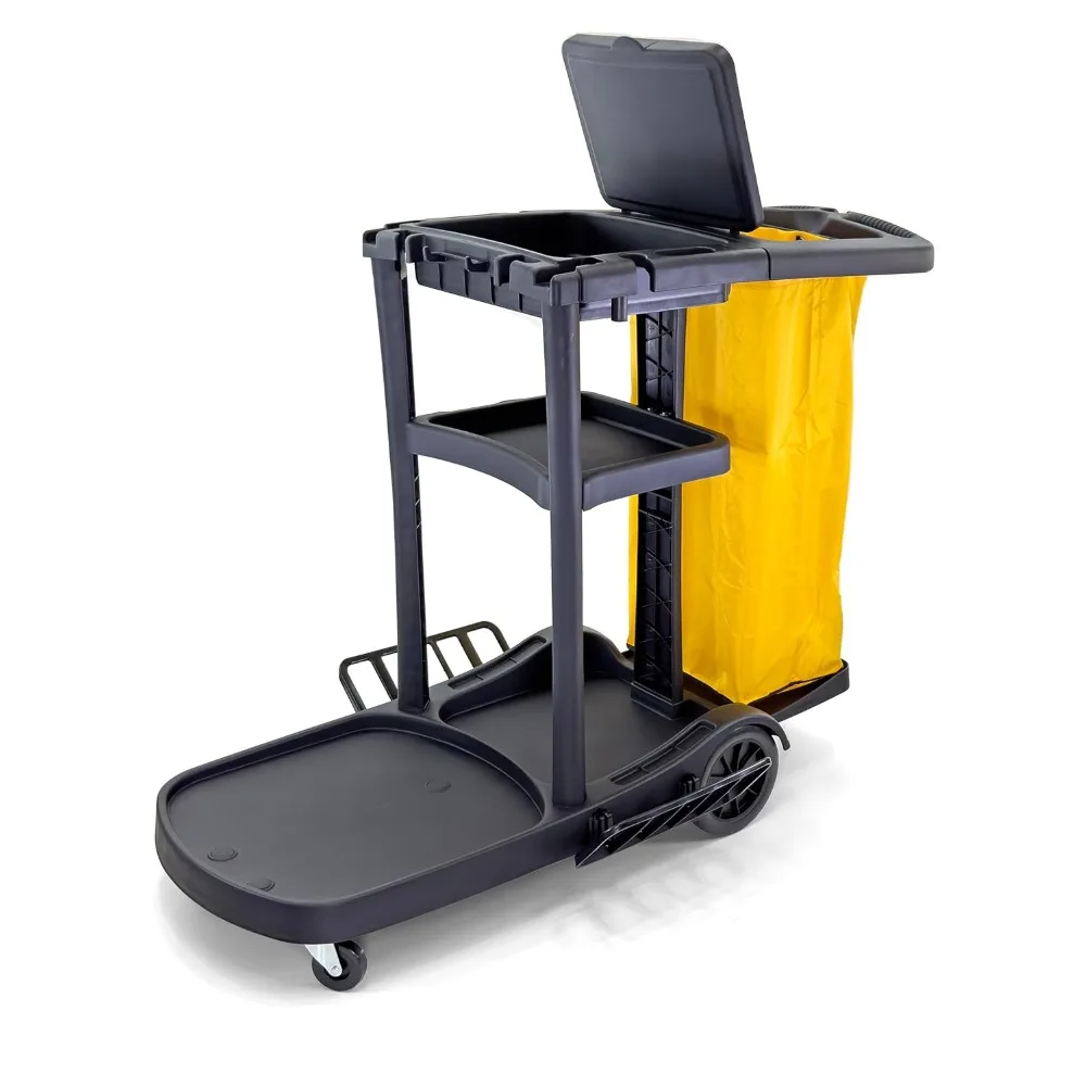

Commercial Housekeeping cart Janitorial cart with Cover and Vinyl Bag, L 52" x W 22" x H 40"