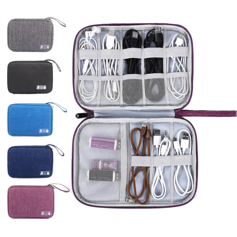 Portable Travel Cable Bag Waterproof USB Storage Bag Phone Cable Organizer Earphone Carrying Case Pouch Cable Protector