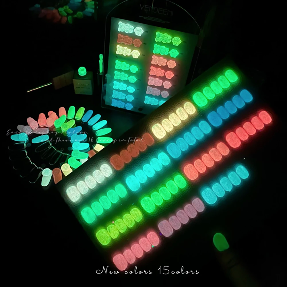 Vendeeni 15 Farben Fluoreszenz-Flash-Broken-Diamond-Gel-Nagellack TPO HEMA-FREI Glitzer UV Soak-Off Gel-Lack mit Display – Detail 11