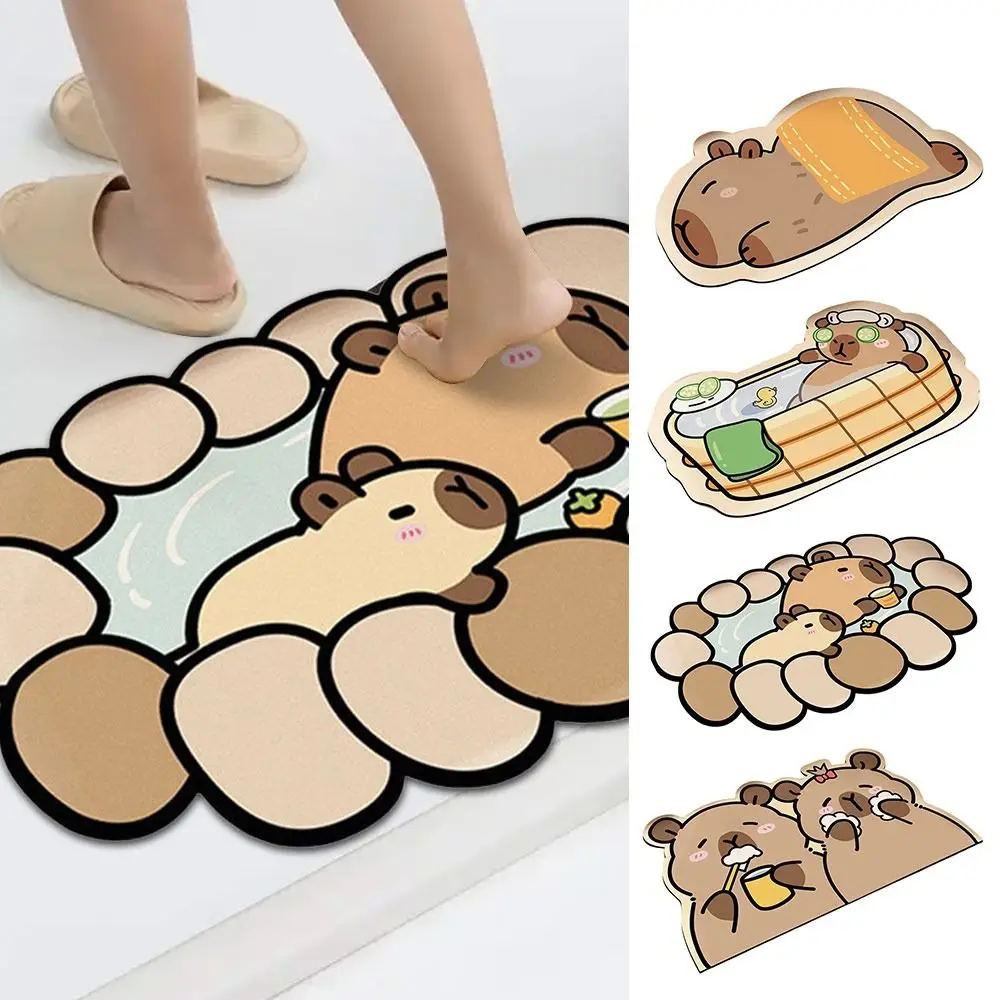 

Cute Capybara Bathroom Foot Pad Non-slip Absorbent Floor Mat Cartoon Anti-drop Doormat