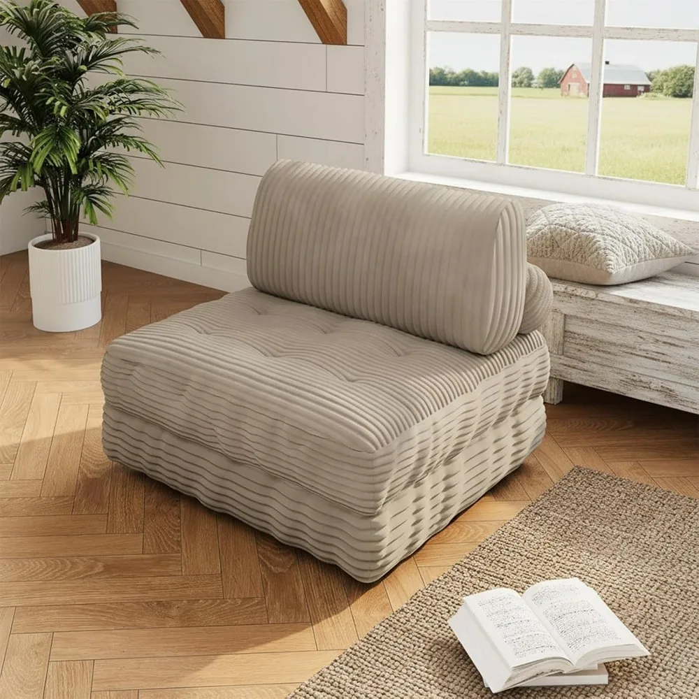 Folding Sofa Bed,Convertible Sleeper Chair,Gray Single Lounge Chair