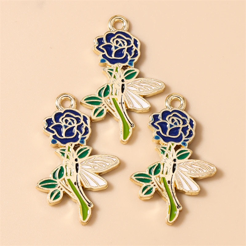 20 Stück 18x28mm Niedliche Emaille-Rosenblüten-Anhänger für die Herstellung von Halsketten, Ohrringen, Armbändern, DIY-Bastelarbeiten, Schmuckzubehör – Detail 9