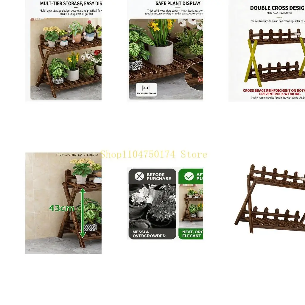 Sturdy Wooden Display Shelf For Multiple Houseplants In Living Room Or Office Top Sale
