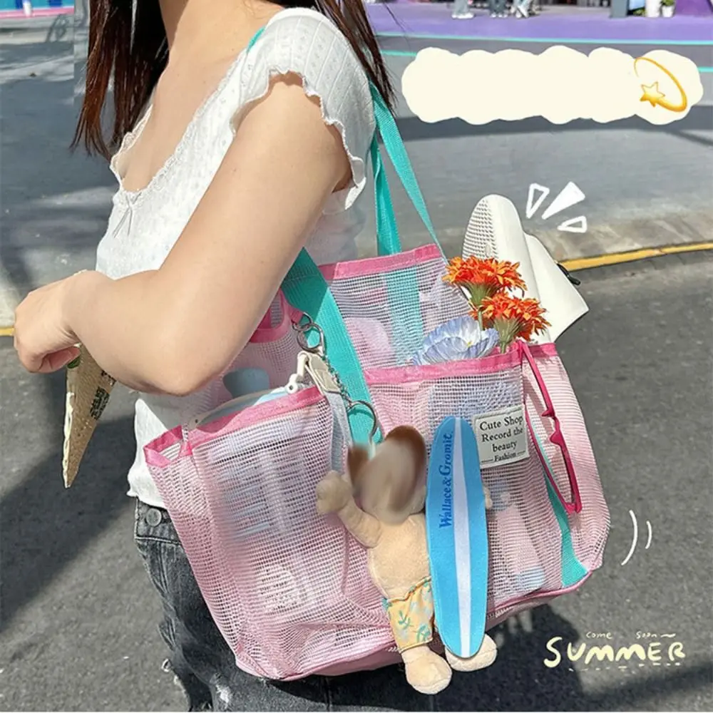 

Handbag Mesh Toiletry Bag Large Capacity Fresh Color Clothes Storage Bag Cosmetic Bag Wash Bag Hanging Shower Organizer Wash Bag