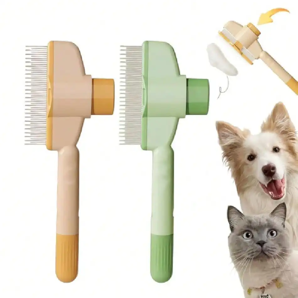 

2PCS Pet Comb For Dogs & Cats With Long & Short Stainless Steel Metal Teeth For Shedding And S, Self-Cleaning Pet Comb For Dogs And Cats, Comfort And ,27765971