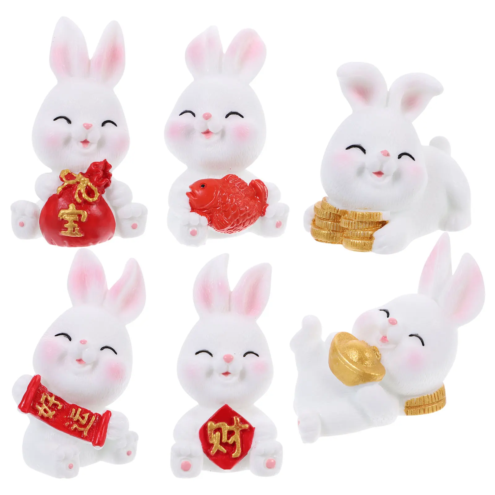 

Cute Zodiac Figurine Zodiac Rabbit Figurine Decoration Resin Desktop nament Miniature Bunny Decoration Garden Accessory