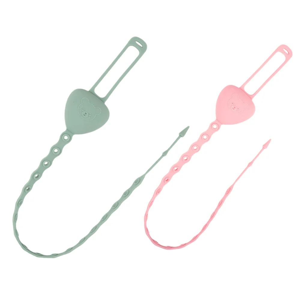 

2 шт., ремни безопасности для соски, силиконовые растягивающиеся ремни для детской бутылочки, зажим для соски, регулируемый держатель-цепочка для прорезывания зубов