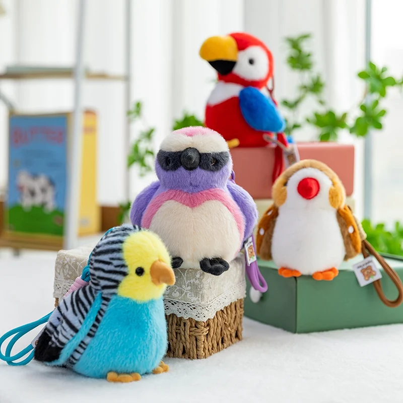 

Cartoon 4 Styles Parrot Plush Toy Kawaii Stuffed Animal Realistic Bird Animal Soft Backpack Pendant for Kid Xmas Gift Home Decor
