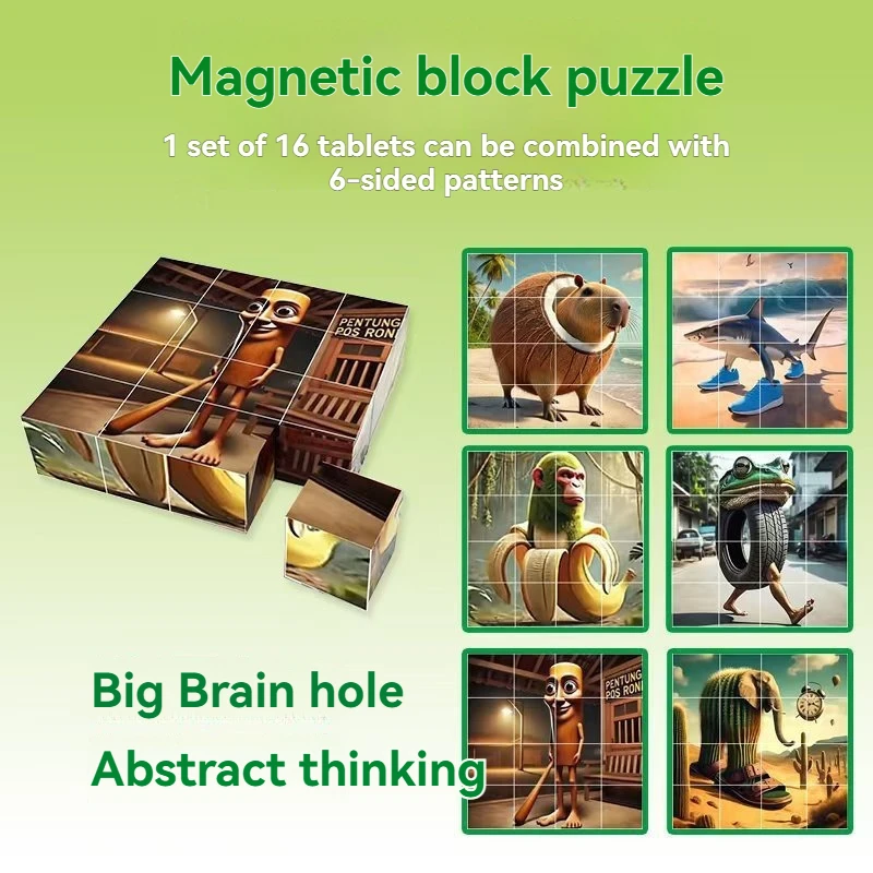 Nouveau bloc de construction AI Shanhaijing bloc magnétique bloc de construction aspiration magnétique bâton en bois assemblage humain bloc de construction jouet