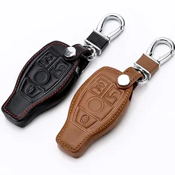 Genuine Leather Car Remote Key Shell Key Case Cover for Mercedes Benz Class W205 E Class W212 A B S GLC GLA GLK Car Accessories