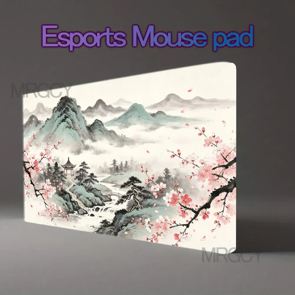 Pink Sakura & Mountain mouse pad large tabletop gaming Play mat rubber anti-slip table deskmat desktop decoration PC accessories