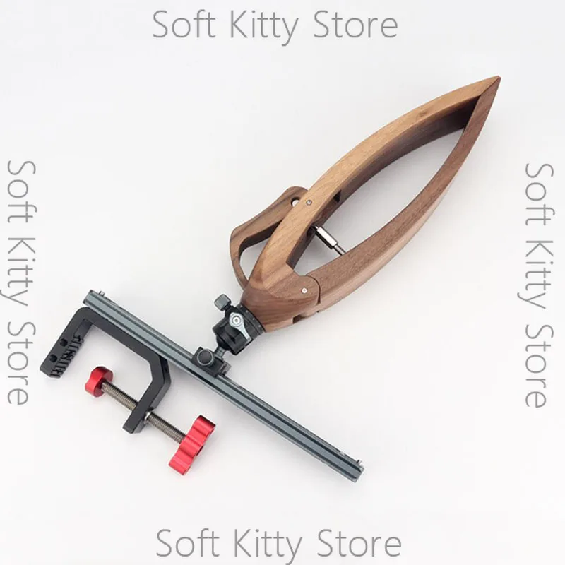 Professional DIY Leather Craft Wooden Sewing Holder Black Walnut + Aluminium Alloy Stand - Adjustable Leather Stitching Clamp