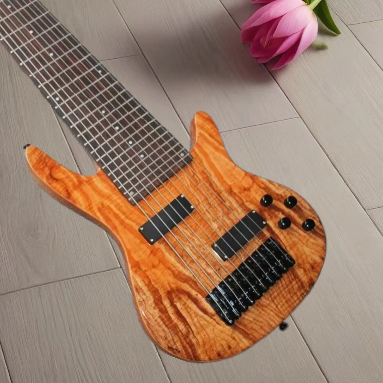 

Custom Shop 10 String Vintage Yellow Electric Bass Guitar , Black Hardware