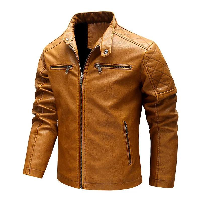 

Nice Winter Mens Jacket PU Thick Warm Men's Motorcycle Jacket New Fashion Windproof Leather Coat Male