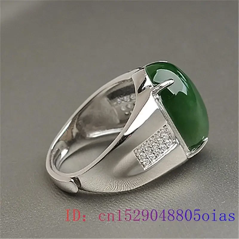 Green Jade Ring Jewelry Chalcedony Zircon 925 Silver Women Gifts Charm Gemstone Fashion Men Amulet Crystal Natural