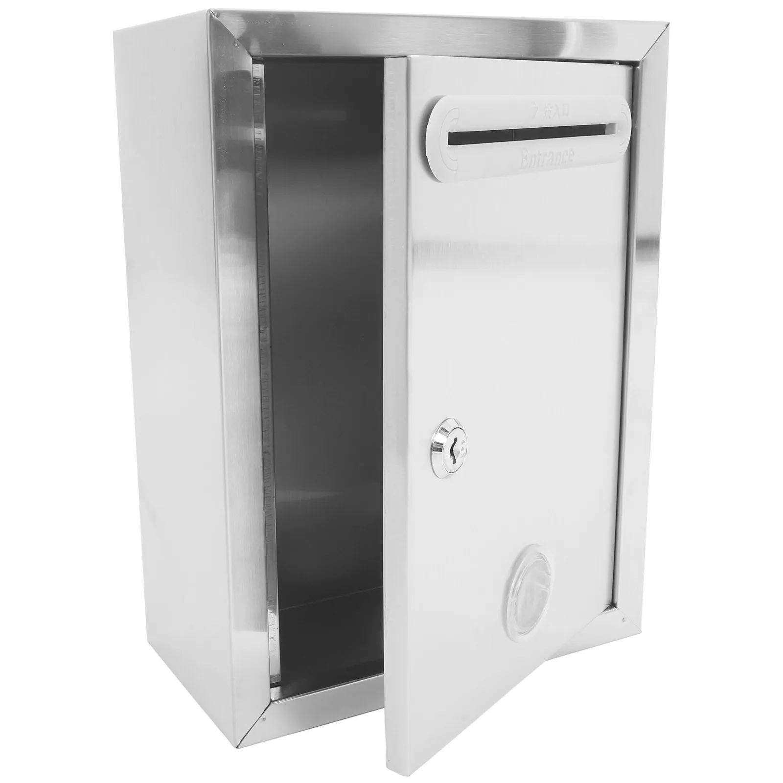 Wall Mounted Metal Suggestion Box Lock Slot for Donations Ballots Complaints Office Classroom Public Use Stainless